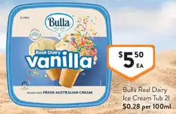 Foodworks Bulla Real Dairy Ice Cream Tub offer