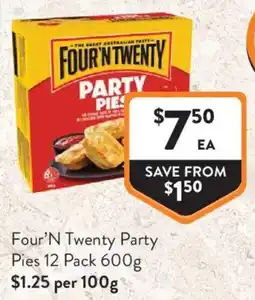 Foodworks Four 'N Twenty Party Pies offer