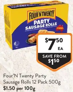 Foodworks Four 'N Twenty Party Sausage Rolls offer