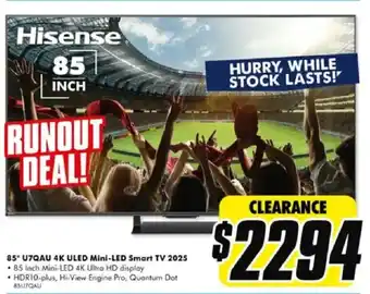 85" U7QAU 4K ULED Mini-LED Smart TV 2025