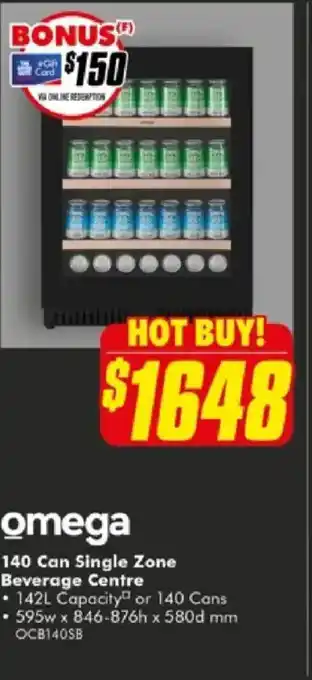 Omega 140 can single zone beverage centre