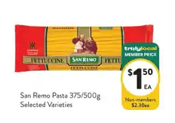 Foodworks San Remo Pasta 375/500g offer