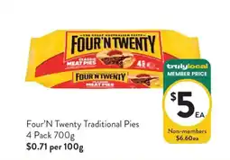 Foodworks Four'N Twenty Traditional Pies offer