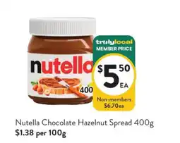 Foodworks Nutella Chocolate Hazelnut Spread offer