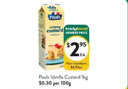 Foodworks Pauls Vanilla Custard offer
