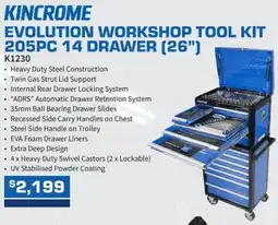 Burson Auto Parts Kincrome evolution workshop tool kit 14 drawer 26 offer
