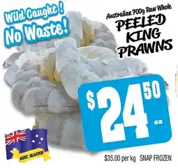Farmer Jack's Australian raw whole peeled king prawns offer