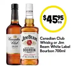 Drakes Canadia JIM BEAM Canadian Club Whisky or Jim Beam White Label BOURBON Bourbon offer
