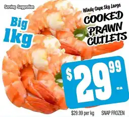 Farmer Jack's Windy cape large cooked prawn cutlets offer