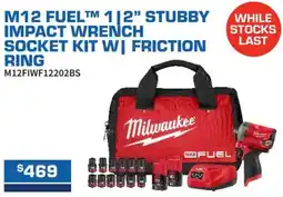 Burson Auto Parts M12 fuel 1|2 stubby impact wrench socket kit w friction ring offer