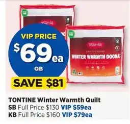 Spotlight Tontine winter warmth quilt offer