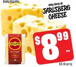 Farmer Jack's block of jarlsberg cheese offer