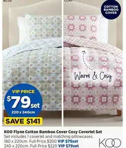 Spotlight Koo flynn cotton bamboo cover cosy coverlet set offer