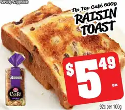Farmer Jack's Tip top café raisin toast offer