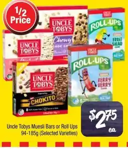 Farmer Jack's Uncle Tobys Muesli Bars or Roll Ups offer