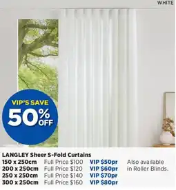 Spotlight Langley sheer s fold curtains offer