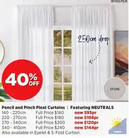 Spotlight Pencil and Pinch Pleat Curtains offer