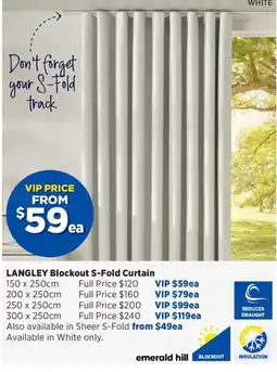 Spotlight Langley blockout s fold curtain offer
