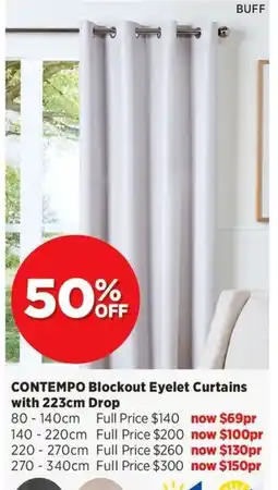 Spotlight Contempo blockout eyelet curtains with drop offer