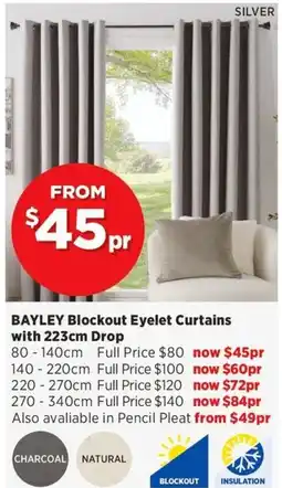Spotlight Bayley blockout eyelet curtains with drop offer