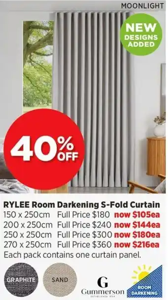 Spotlight Rylee room darkening s fold curtain offer