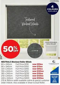Spotlight Neutrals blockout roller blinds offer