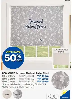 Spotlight Koo ashby jacquard blockout roller blinds offer