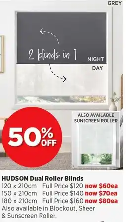 Spotlight Hudson dual roller blinds offer