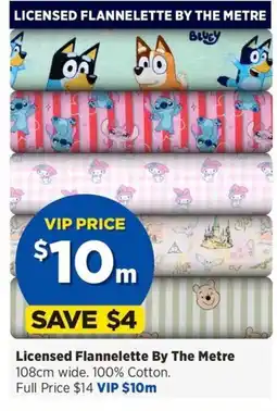 Spotlight Licensed flannelette by the metre offer