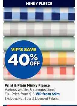 Spotlight Print & plain minky fleece offer