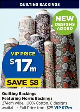 Spotlight Quilting Backings Featuring Morris Backings offer