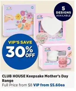 Spotlight Club house keepsake mothers day range offer