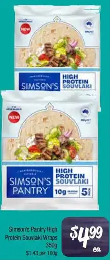 Farmer Jack's Simson's Pantry High Protein Souvlaki Wraps offer