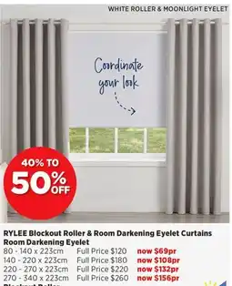 Spotlight Rylee blockout roller & room darkening eyelet curtains room darkening eyelet offer