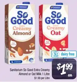 Farmer Jack's Sanitarium So Good Extra Creamy Almond or Oat Milk offer