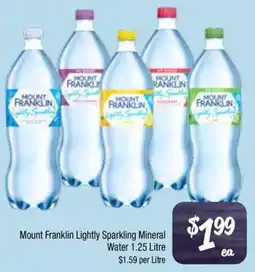 Farmer Jack's Mount Franklin Lightly Sparkling Mineral Water offer