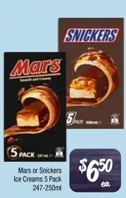Farmer Jack's Mars or Snickers Ice Creams offer