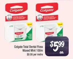 Farmer Jack's Colgate Total Dental Floss Waxed Mint 100m offer