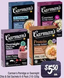 Farmer Jack's Carman's Porridge or Overnight Chia & Oat Sachets offer