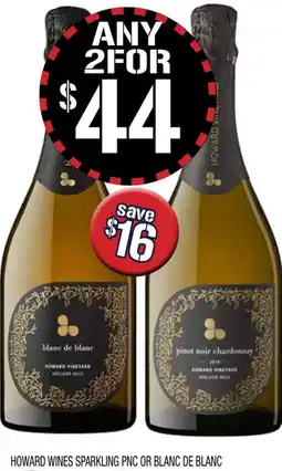 Farmer Jack's Howard wines sparkling pnc or blanc de blanc offer