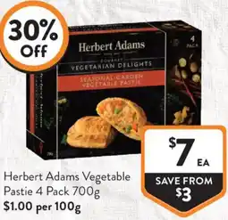 Foodworks Herbert Adams Vegetable Pastie offer