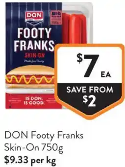Foodworks DON Footy Franks Skin-On offer