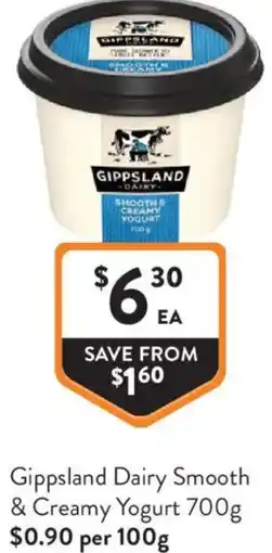 Foodworks Gippsland Dairy Smooth & Creamy Yogurt offer
