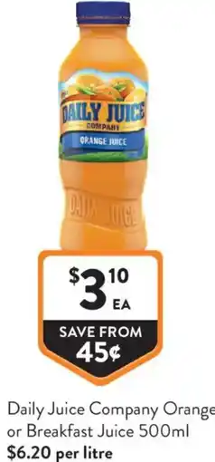 Foodworks Daily Juice Company Orange or Breakfast Juice offer