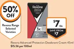 Foodworks Rexona Advanced Protection Deodorant Cream offer
