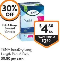 Foodworks TENA InstaDry Long Length Pads offer