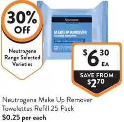 Foodworks Neutrogena Make Up Remover Towelettes Refill offer