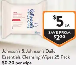 Foodworks Johnson's & Johnson's Daily Essentials Cleansing Wipes offer