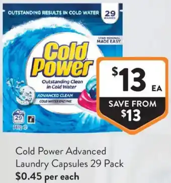 Foodworks Cold Power Advanced Laundry Capsules offer