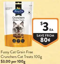Foodworks Fussy Cat Grain Free Crunchers Cat Treats offer